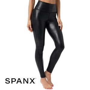 SPANX 🖤 Shiny Black High-Waist Faux Leather Shapewear Leggings